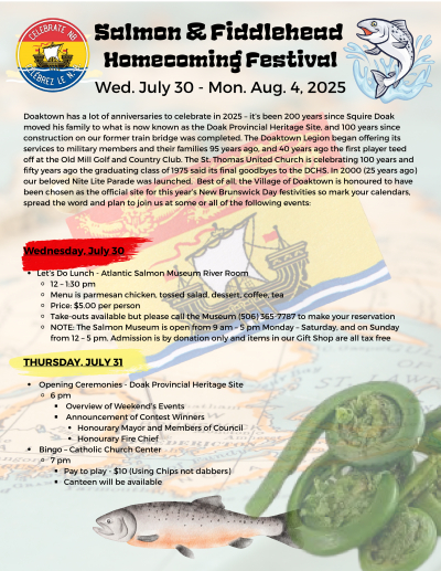 25th Annual Salmon &amp; Fiddlehead Festival &amp; NB Day Celebrations